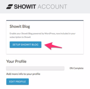 Create an account with showit